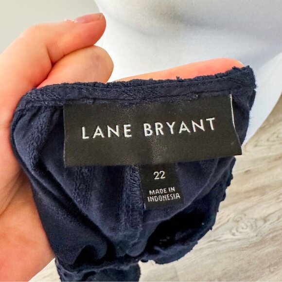 Lane Bryant Navy Button Down Lace Top - Picture 7 of 8